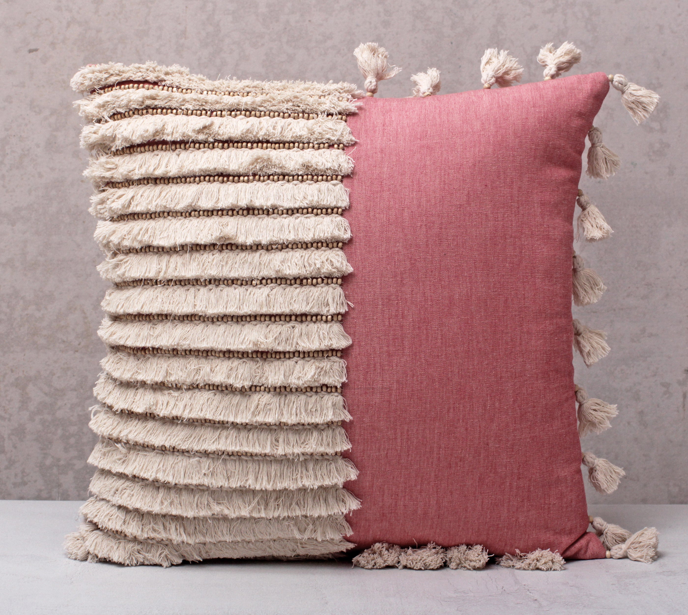 ESI Red and Cream Cotton Cushion Cover