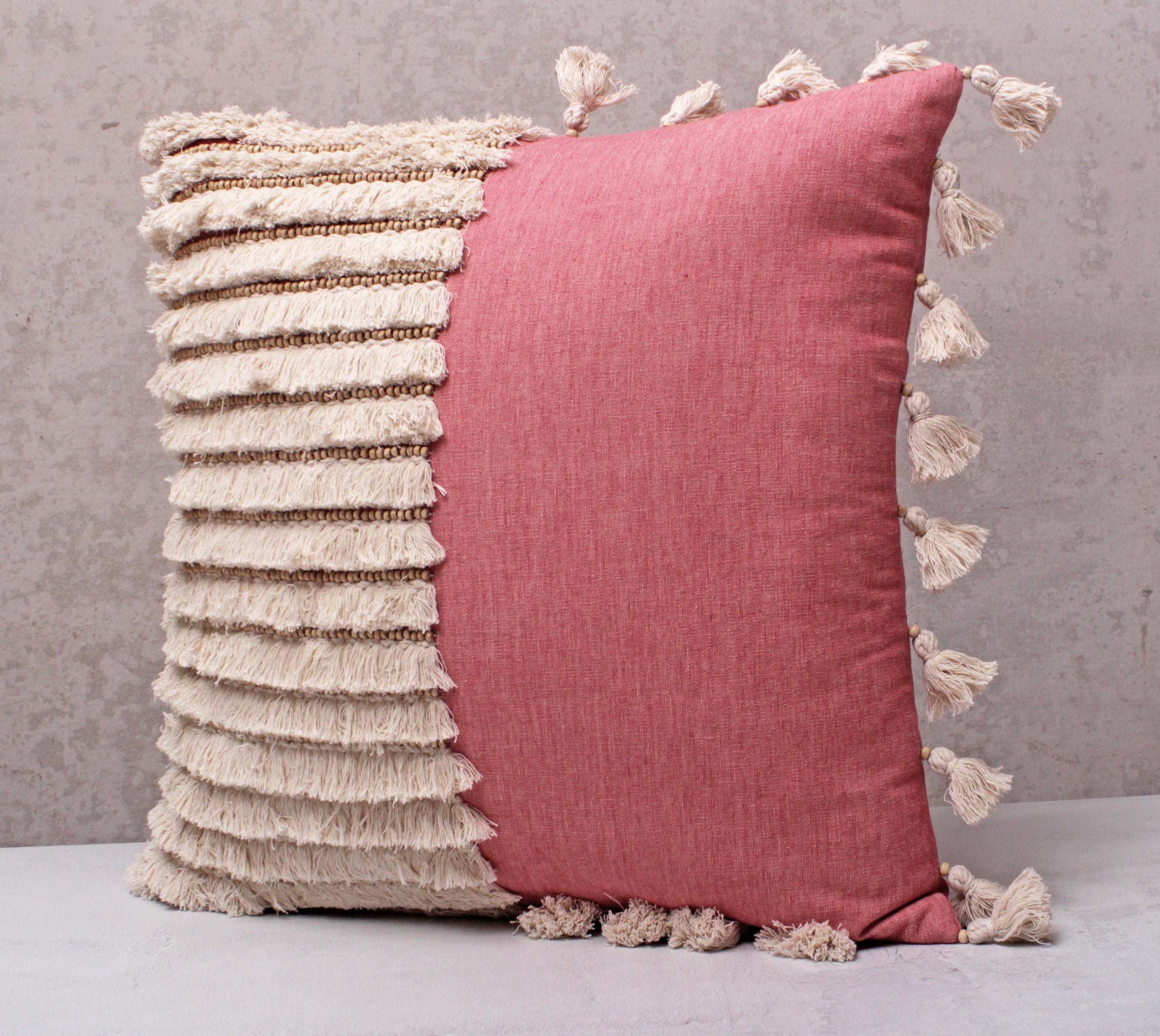 ESI Red and Cream Cotton Cushion Cover