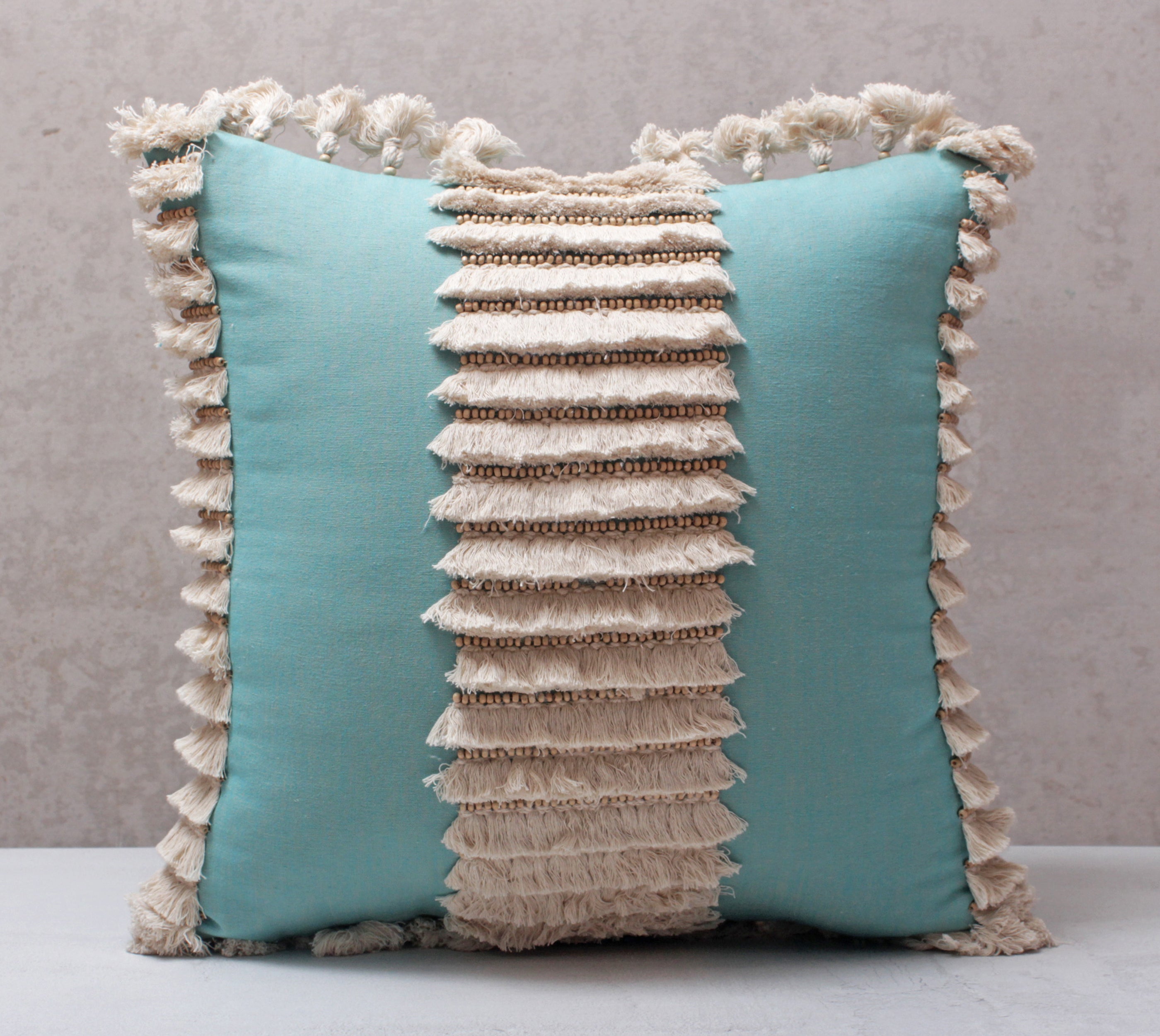  Blue and Cream Cotton Cushion Cover