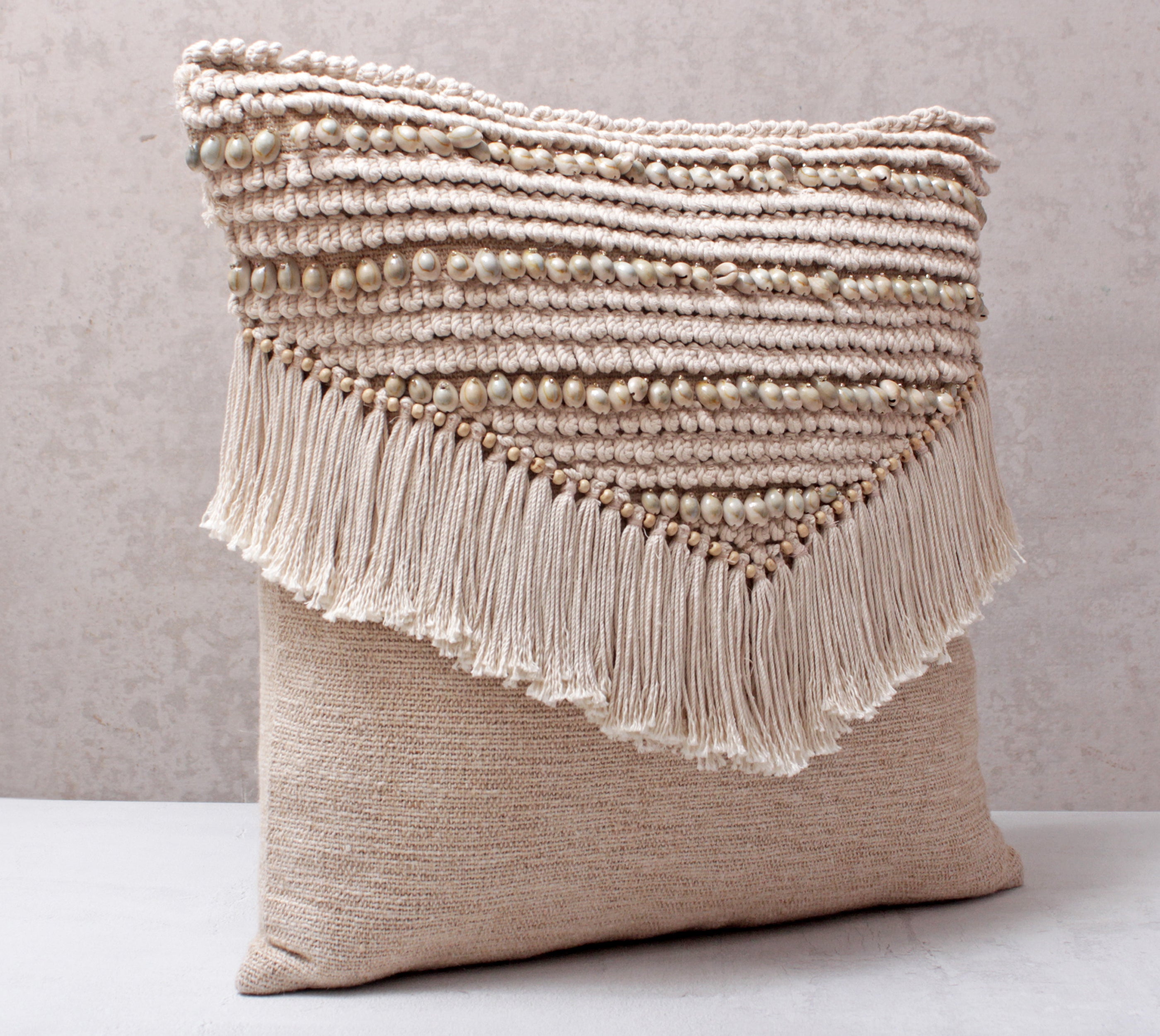 ZURI Neutral Jute Cotton Cushion Cover