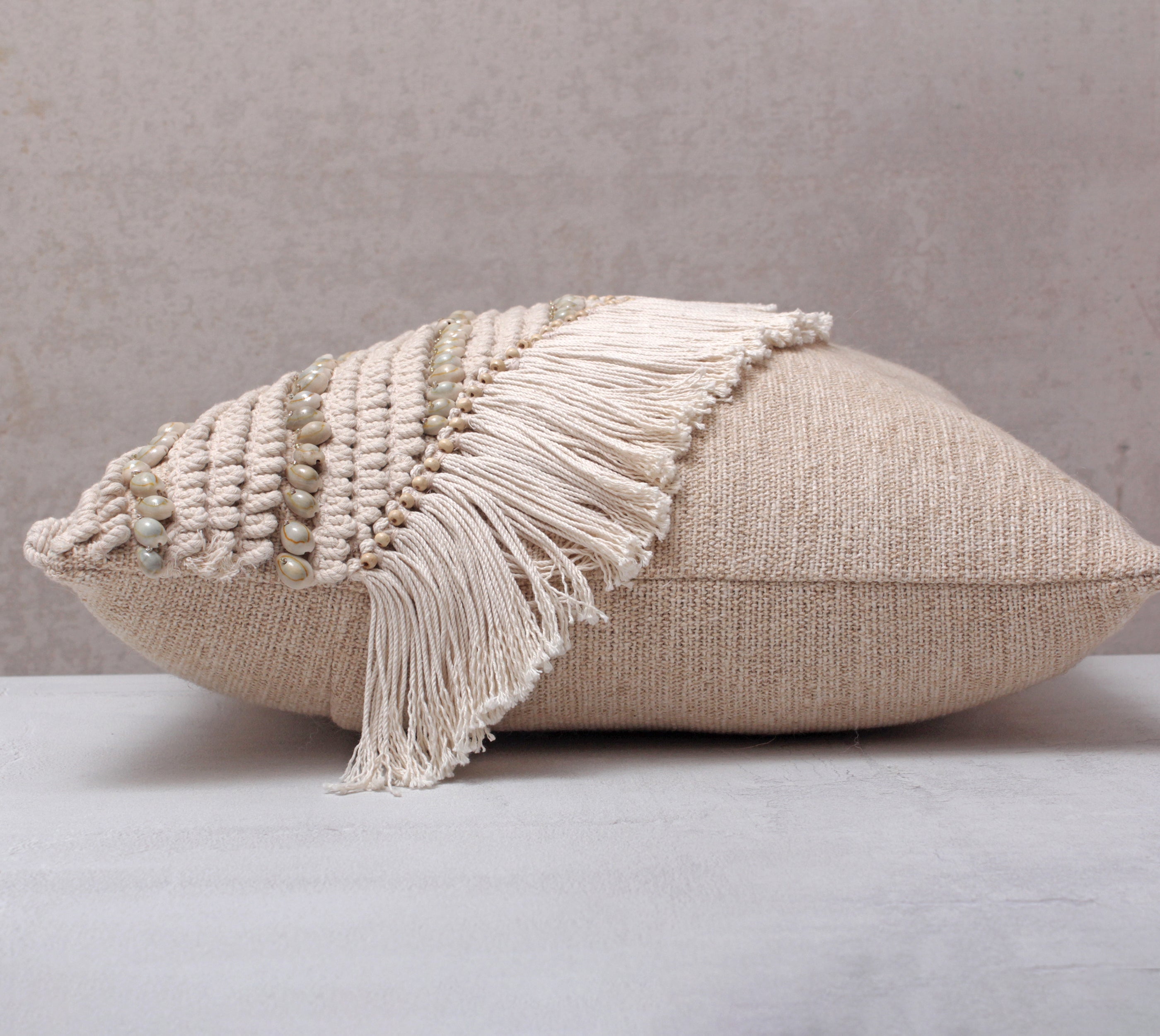 ZURI Neutral Jute Cotton Cushion Cover