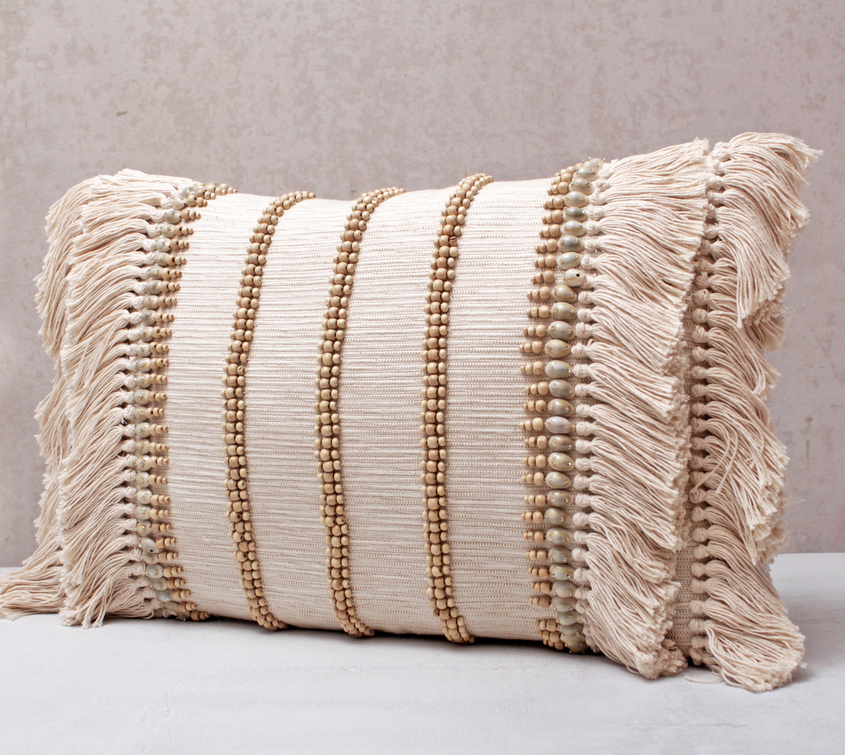 ZURI Neutral Jute Cotton Cushion Cover