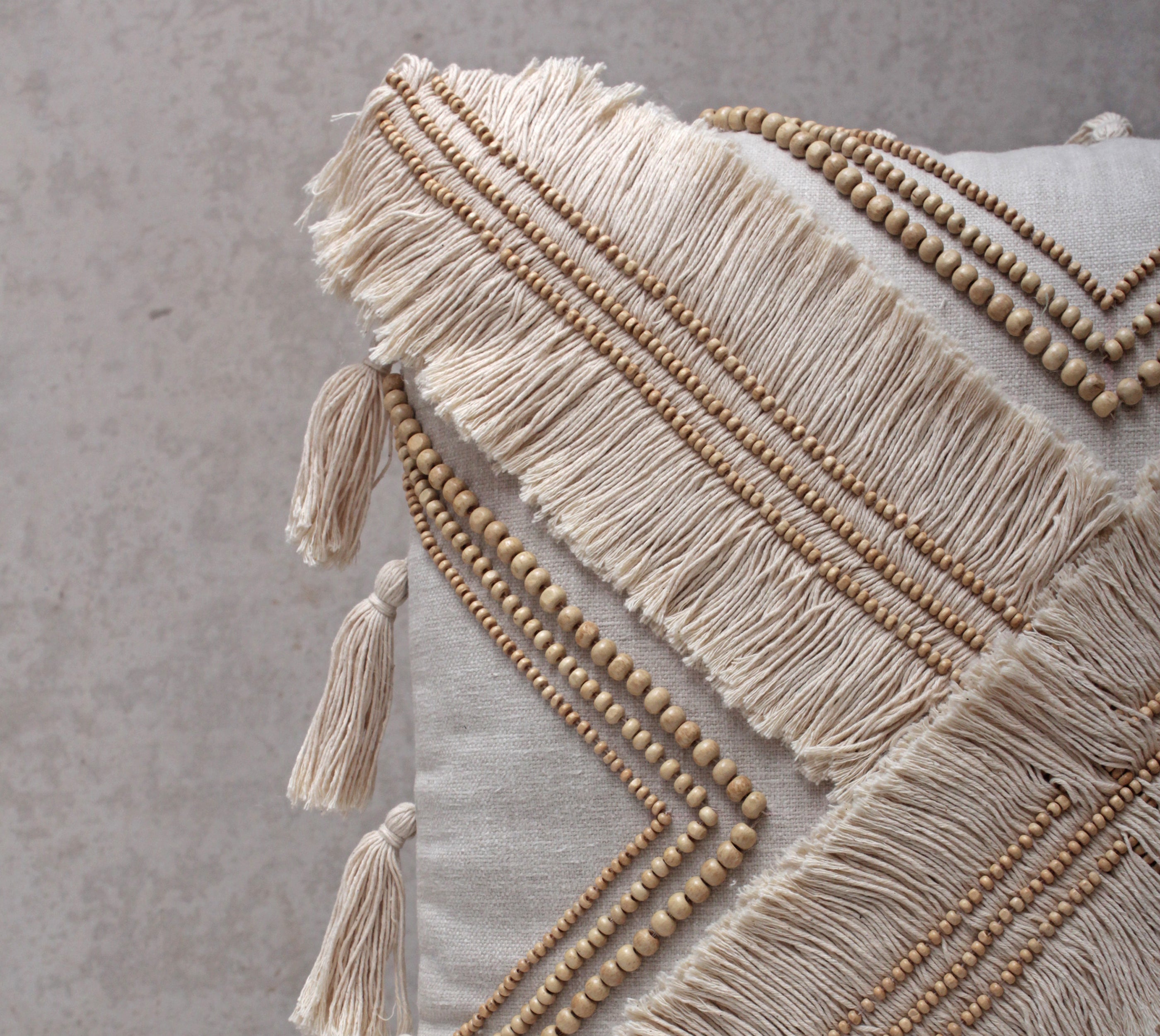 HAVEN Linen Color Cotton Fringe Cushion Cover