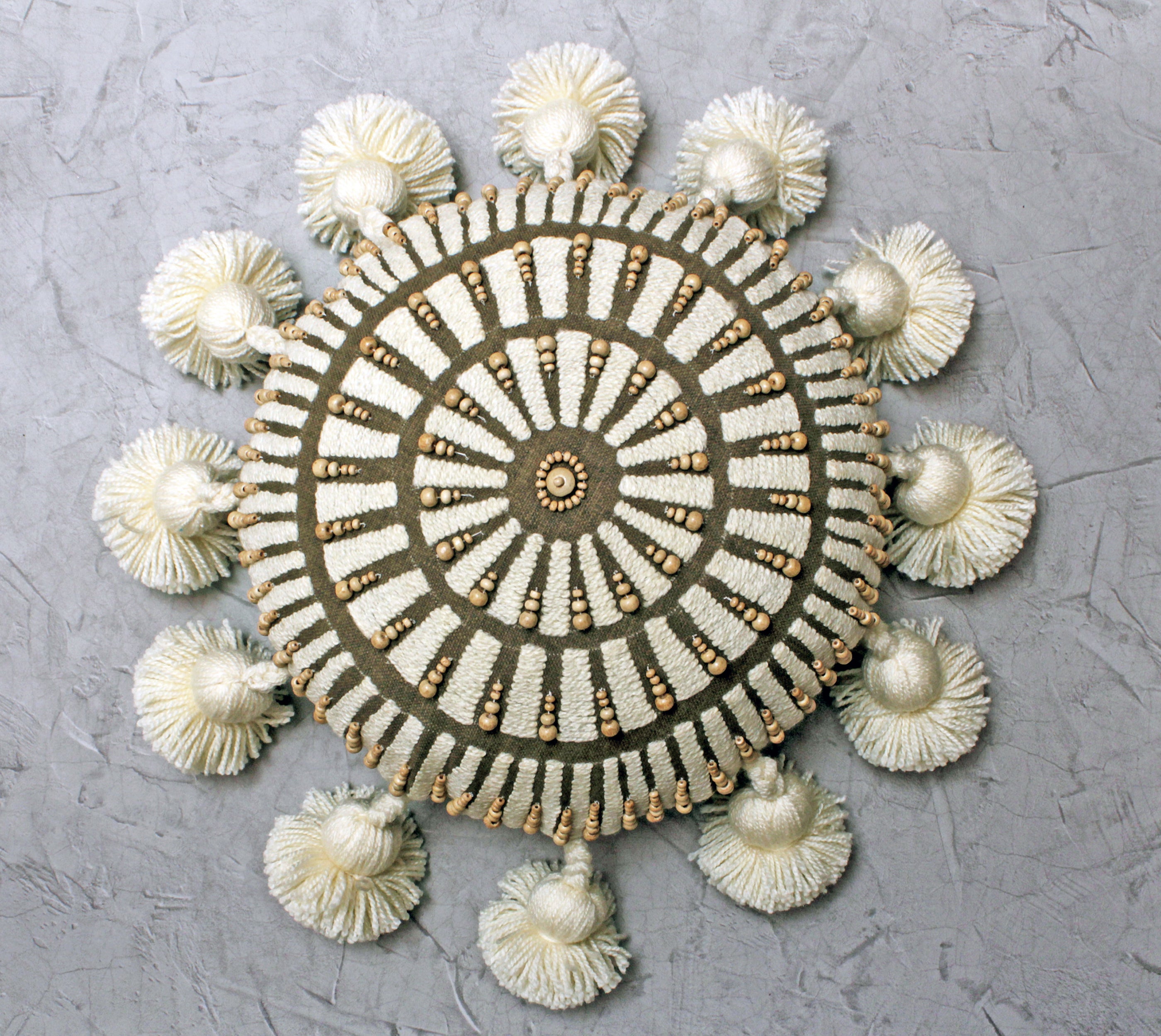 MAIGOLD Brown and Off-white Cotton Cushion Cover