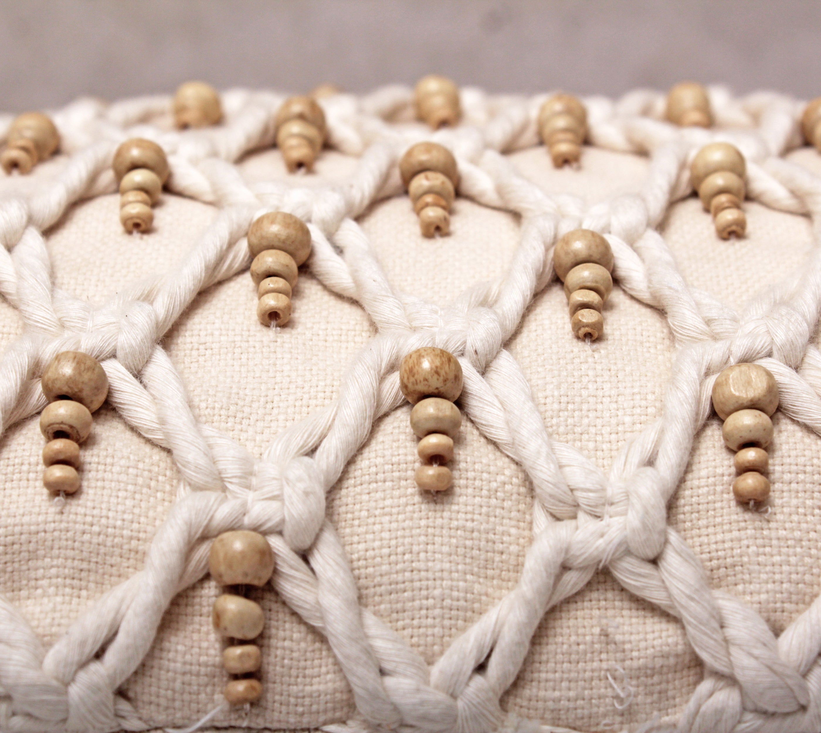 FREYA Off-white Macrame Cotton Cushion Cover