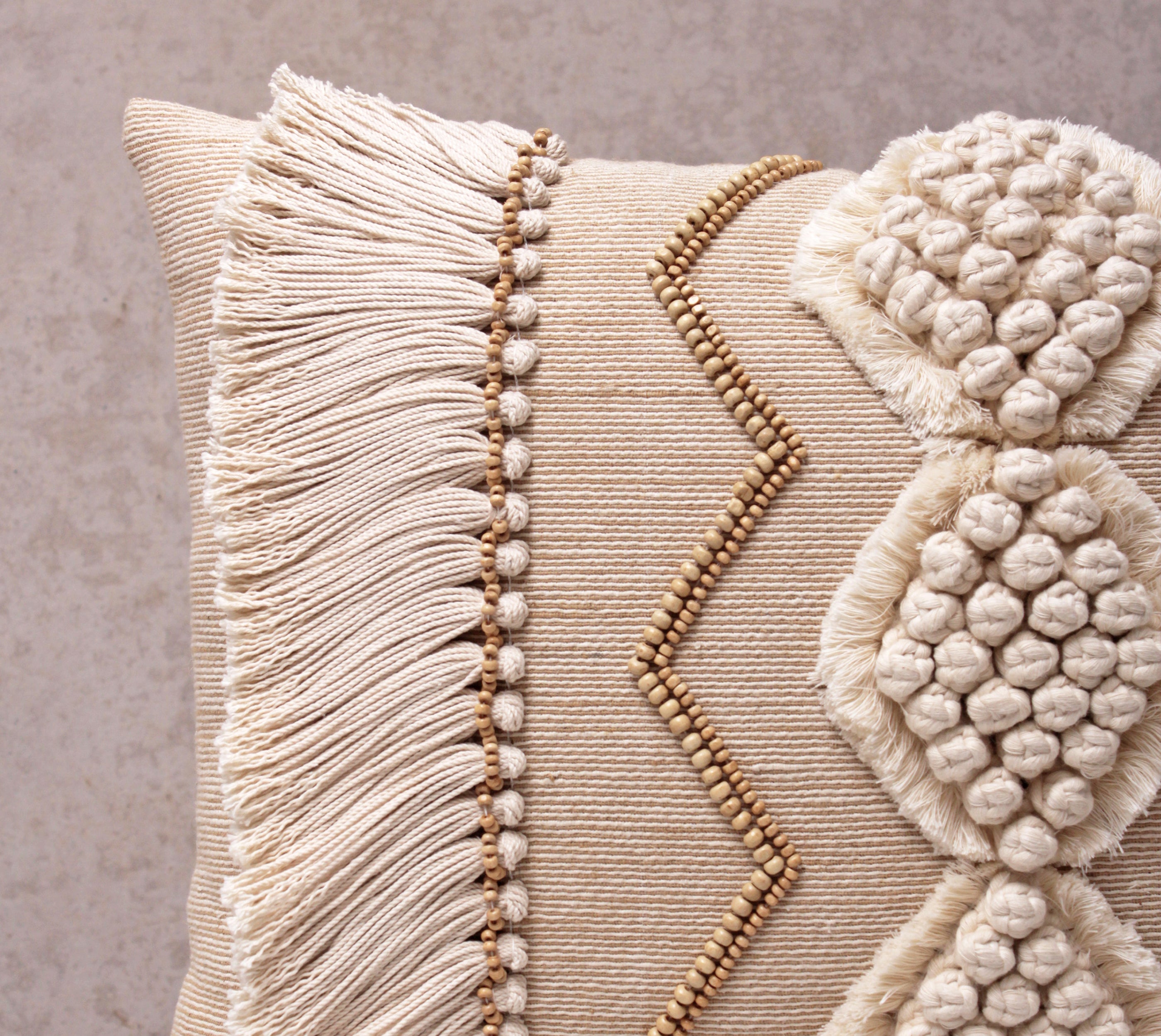 WREN Neutral Cotton Jute Macrame Cushion Cover