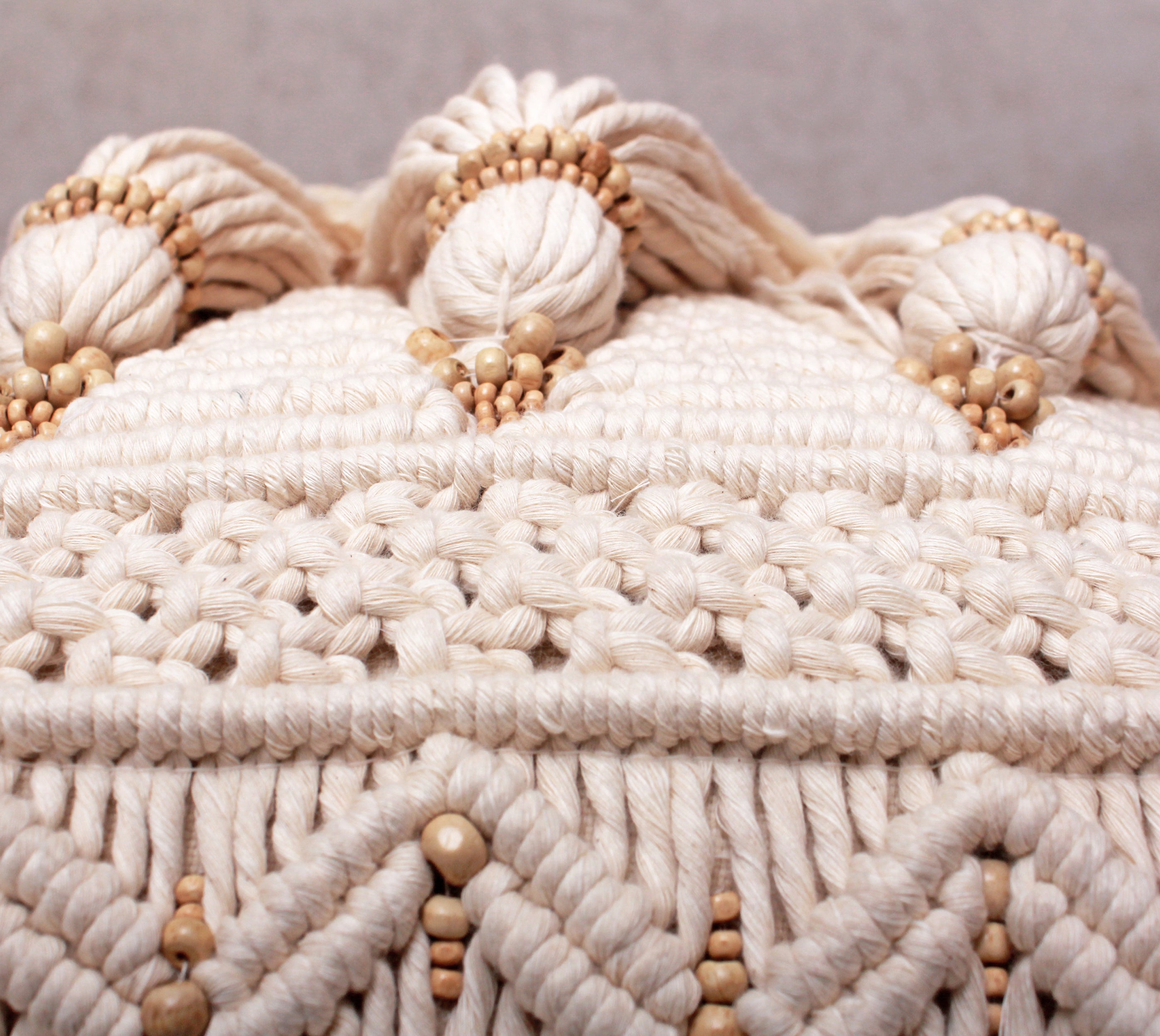 WREN Off-white Macrame Cotton Cushion Cover