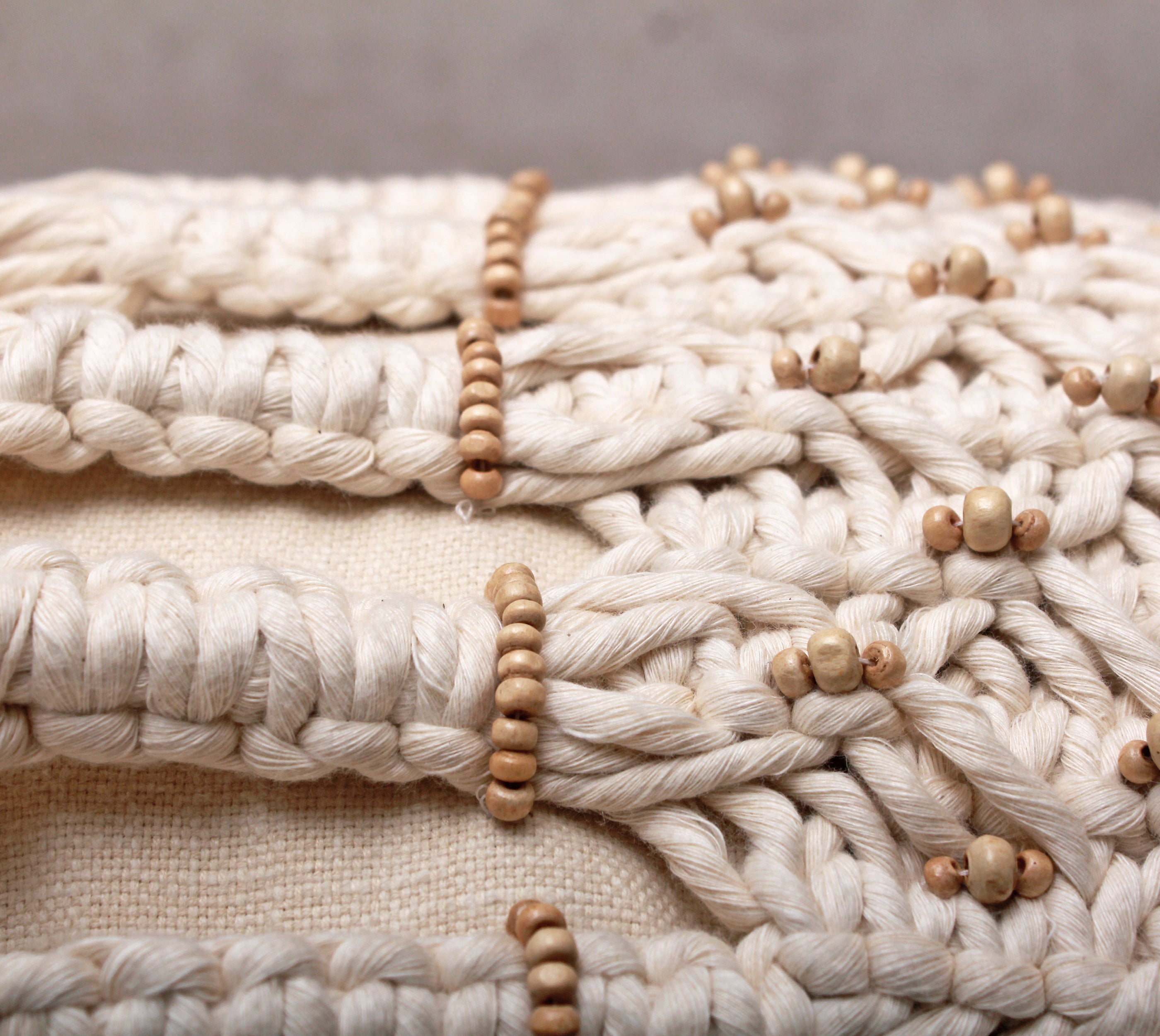 WREN Off-white Macrame Cotton Cushion Cover