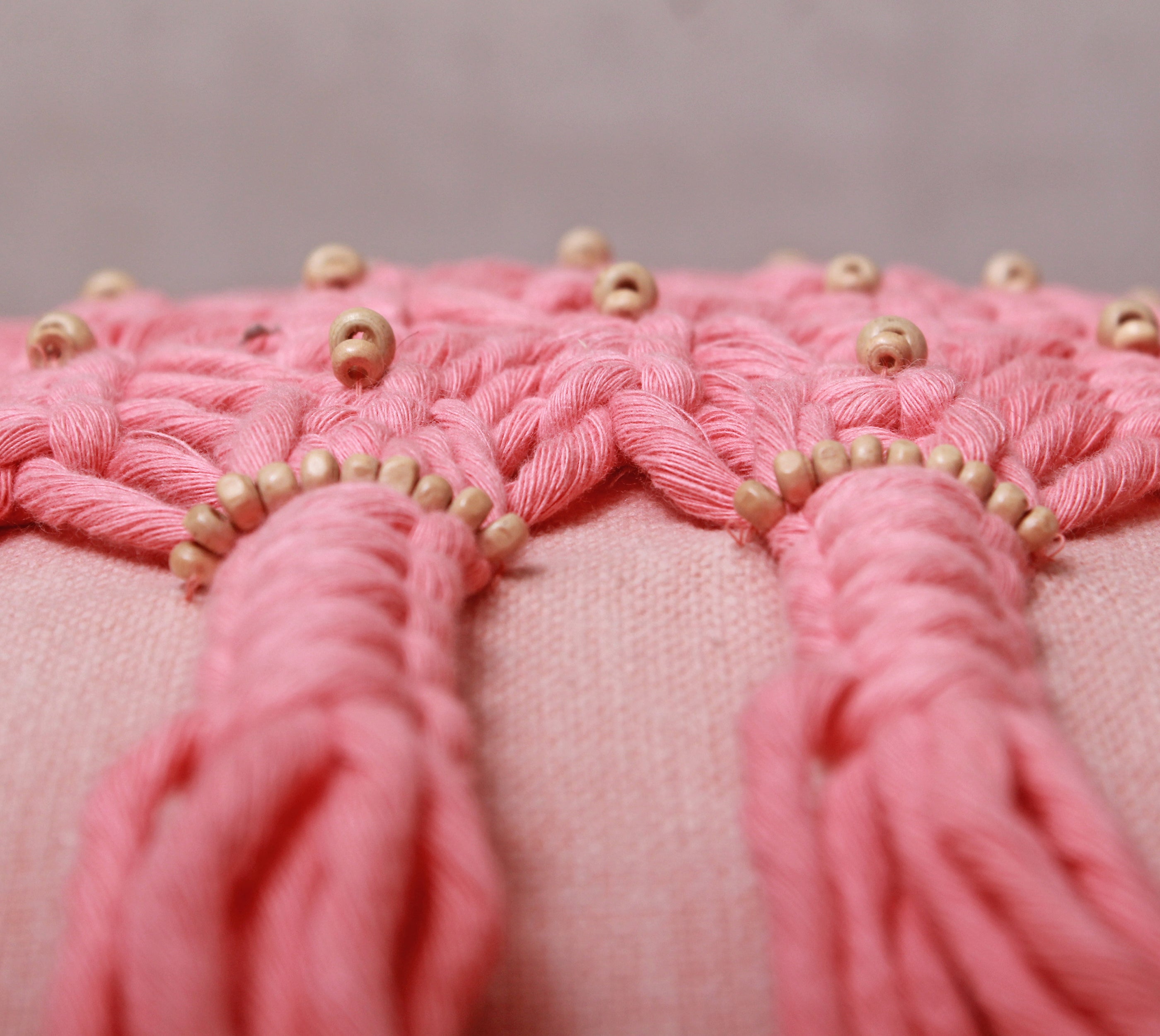 WREN Pink Macrame Cotton Cushion Cover