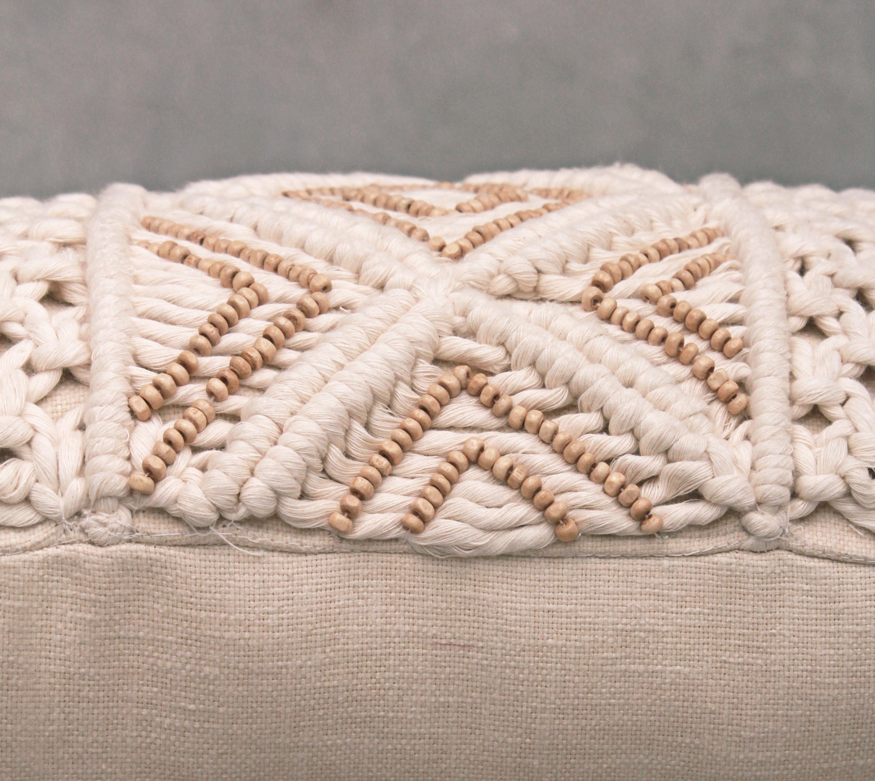 REVA Off-white Macrame Cotton Pillow Cover