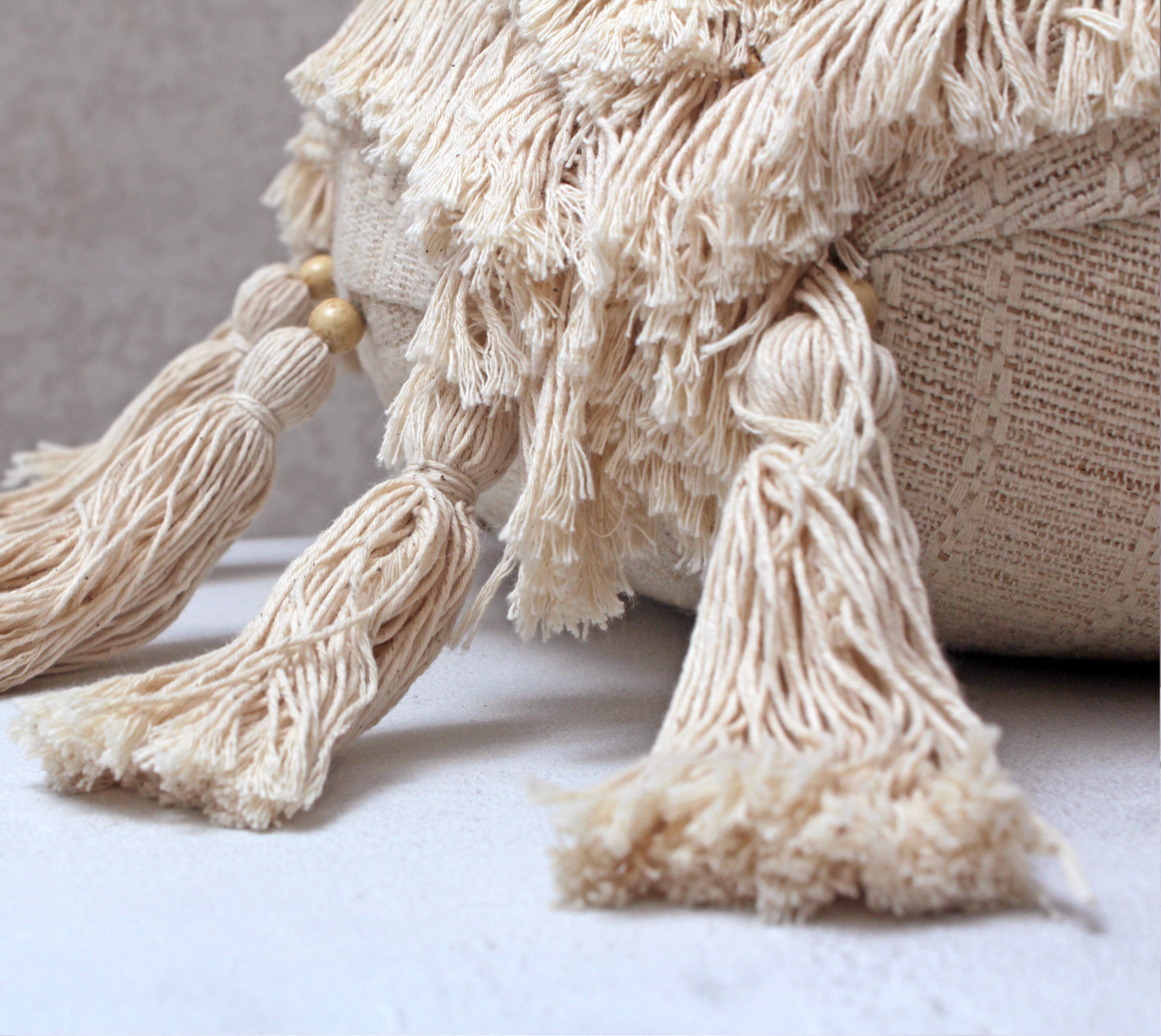 HAVEN Linen Color Cotton Fringe Cushion Cover